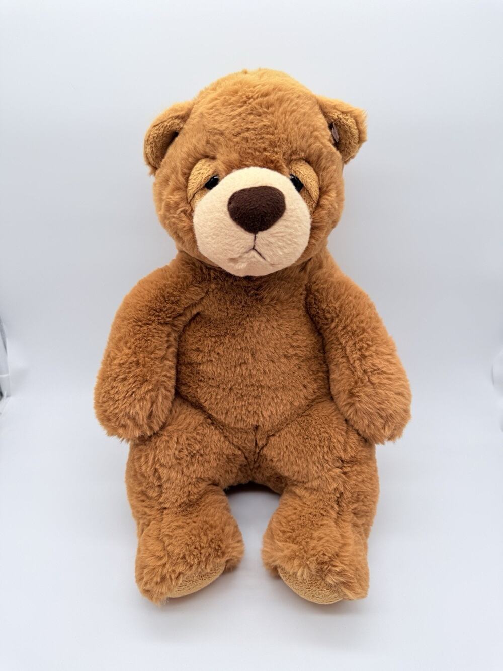 Aurora Teddy Bear Brown Stuffed Plush Soft Toy Black Sleepy Eyes Floppy Sit 15"